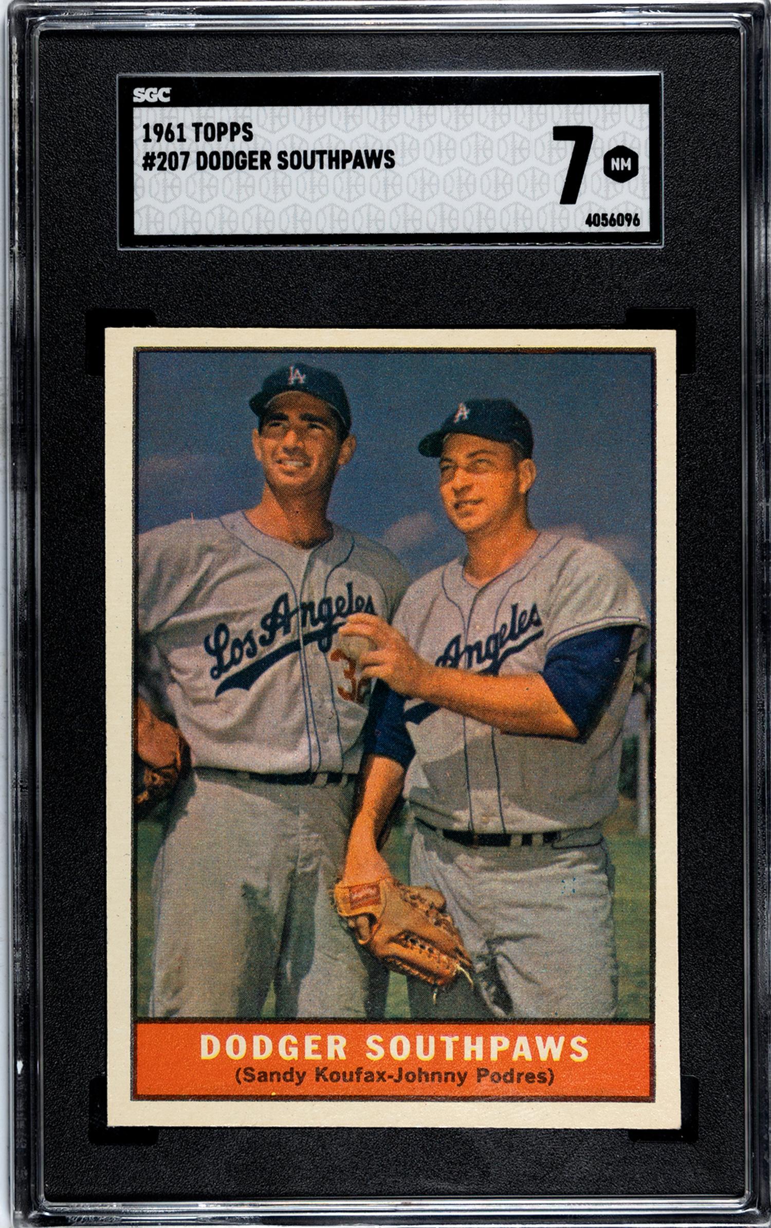 A 1961 Topps Dodger Southpaws Baseball Card No. 207 (SGC 7 NRMT)
