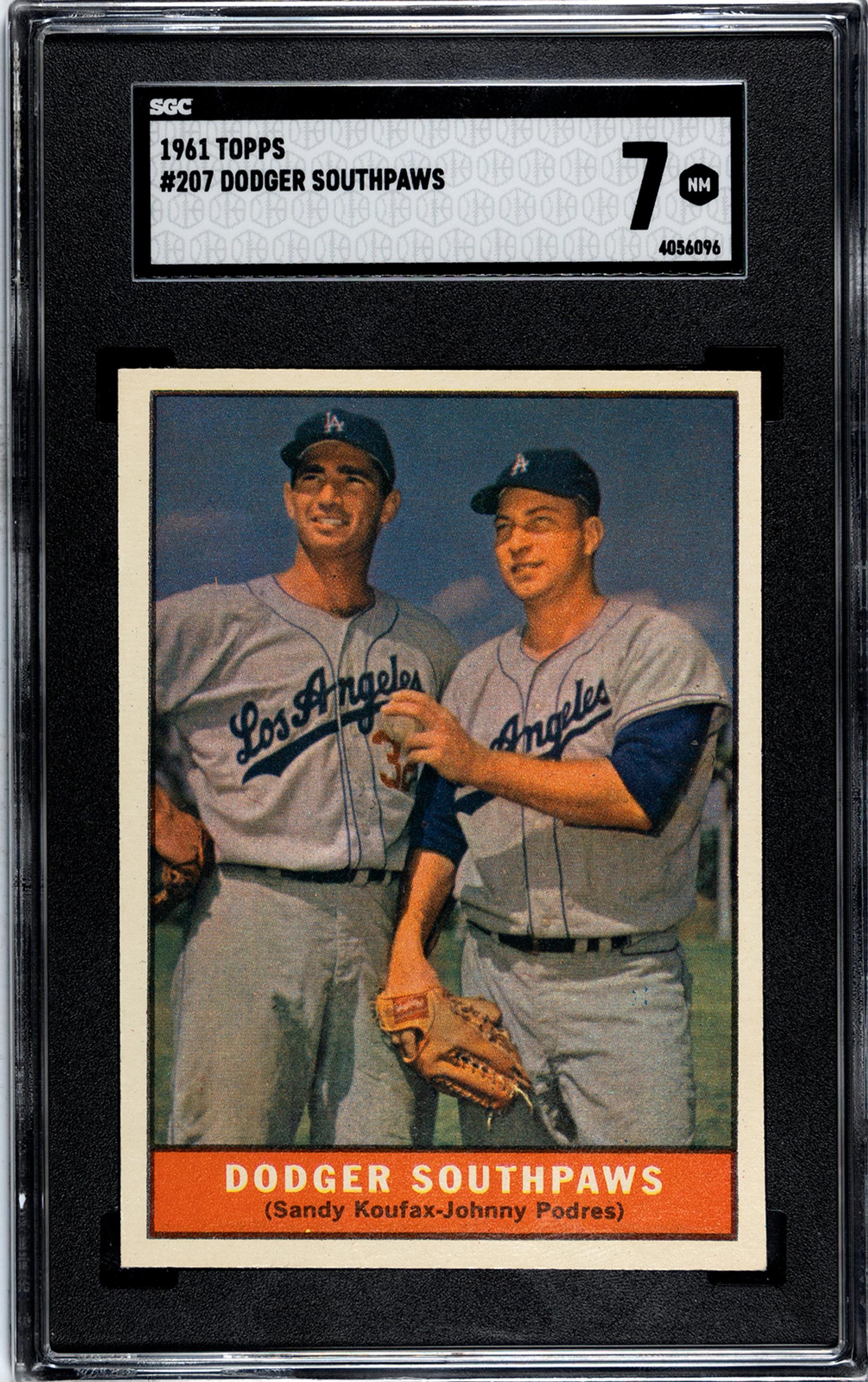 A 1961 Topps Dodger Southpaws Baseball Card No. 207 (SGC 7 NRMT)