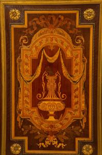 A Near Pair of Napoleon III Marquetry Tulipwood Marble Top Side Cabinets — 19TH CENTURY