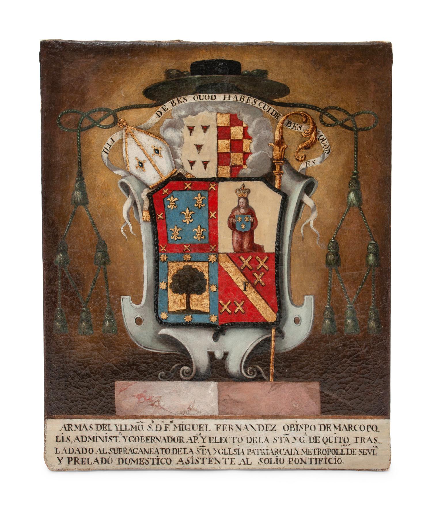 A 19th Century Spanish Coat of Arms Oil Painting