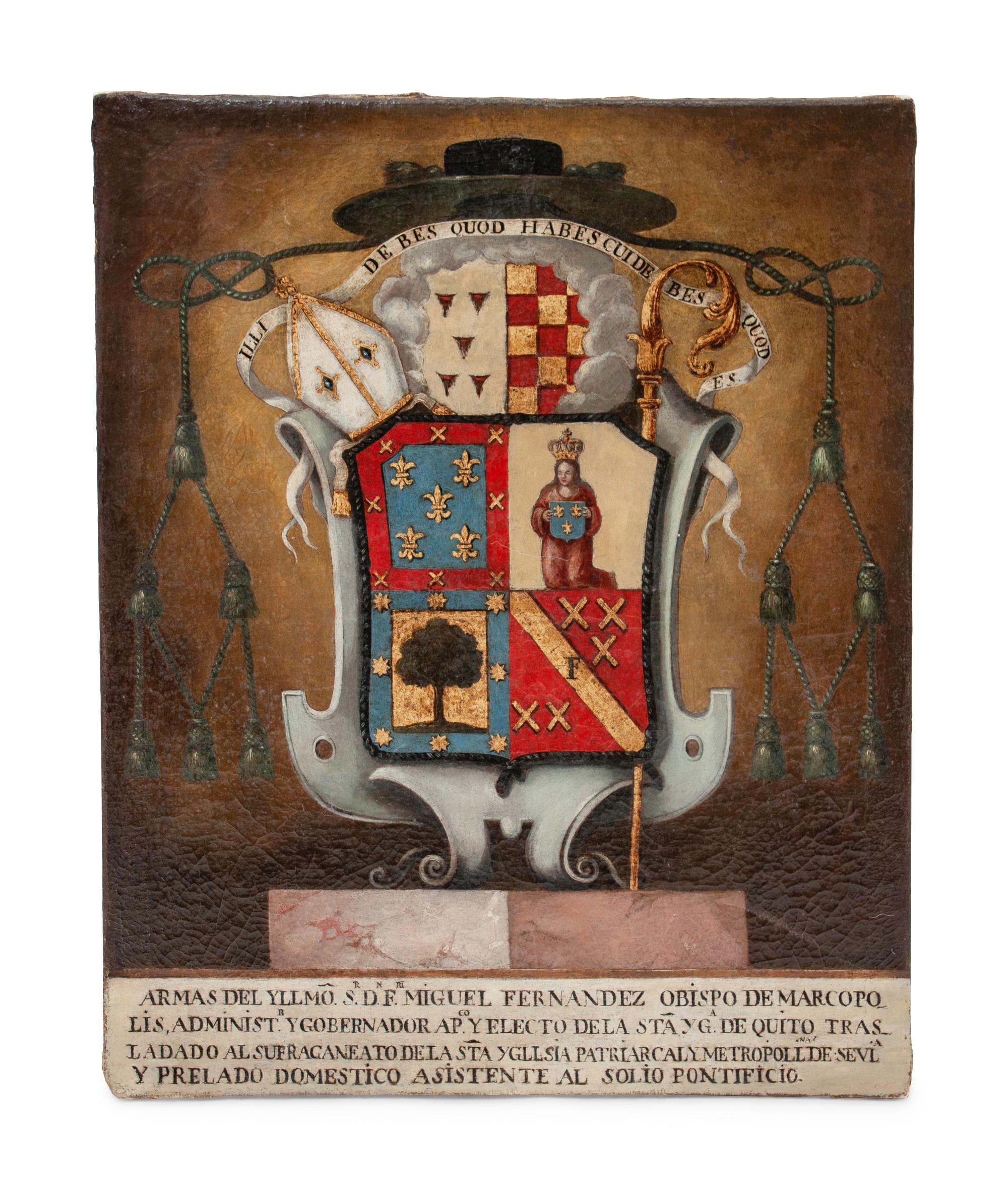 A 19th Century Spanish Coat of Arms Oil Painting