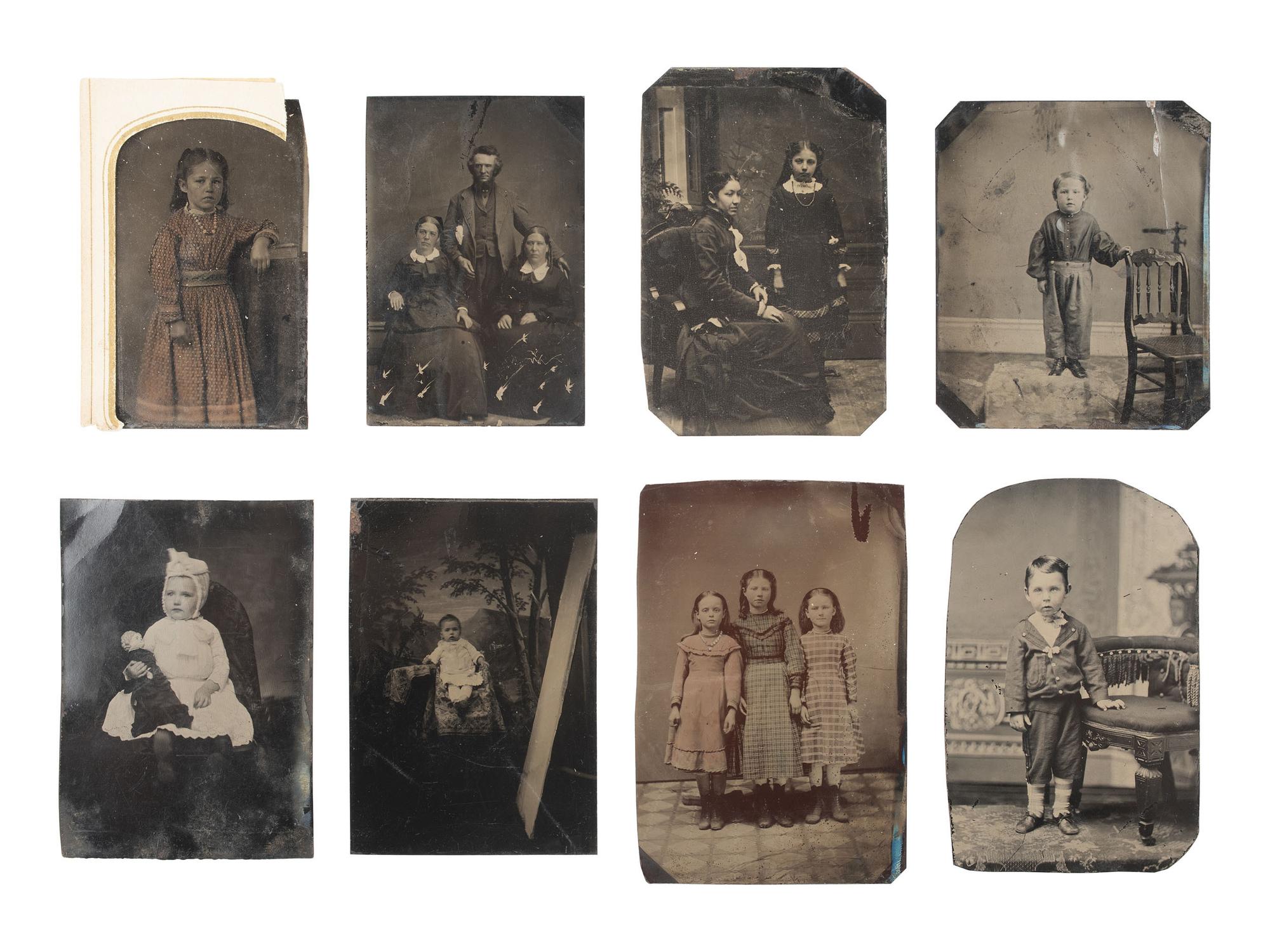 [EARLY PHOTOGRAPHY]. 50+ tintypes of children and families, incl. African American child.