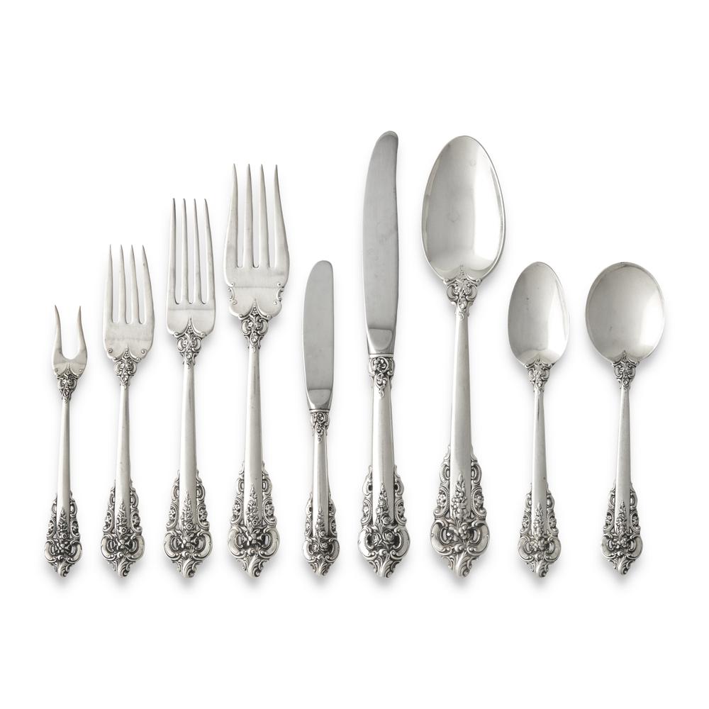 An American Silver Flatware Service – Grand Baroque Pattern, by Wallace