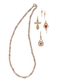 A Collection of Yellow Gold Jewelry,