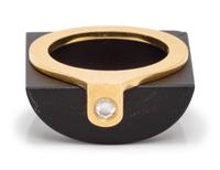 An 18 Karat Yellow Gold, Diamond and Resin Ring,