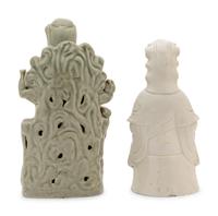 Two Chinese Monochrome Glazed Porcelain Guanyin Figures