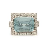 Aquamarine and Diamond Ring