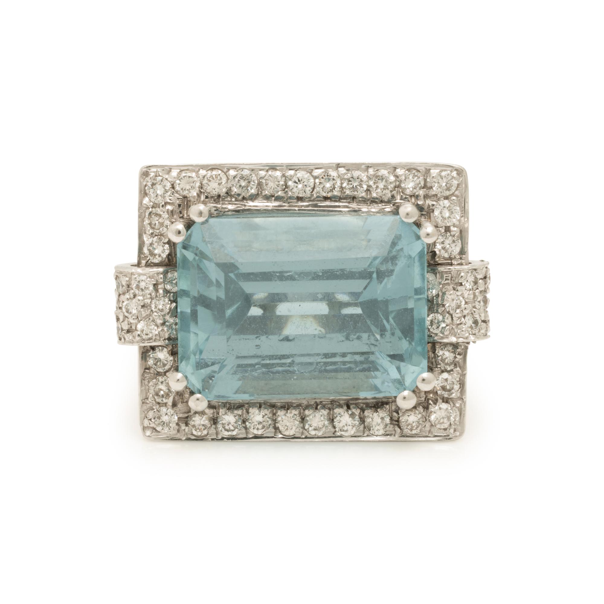 Aquamarine and Diamond Ring