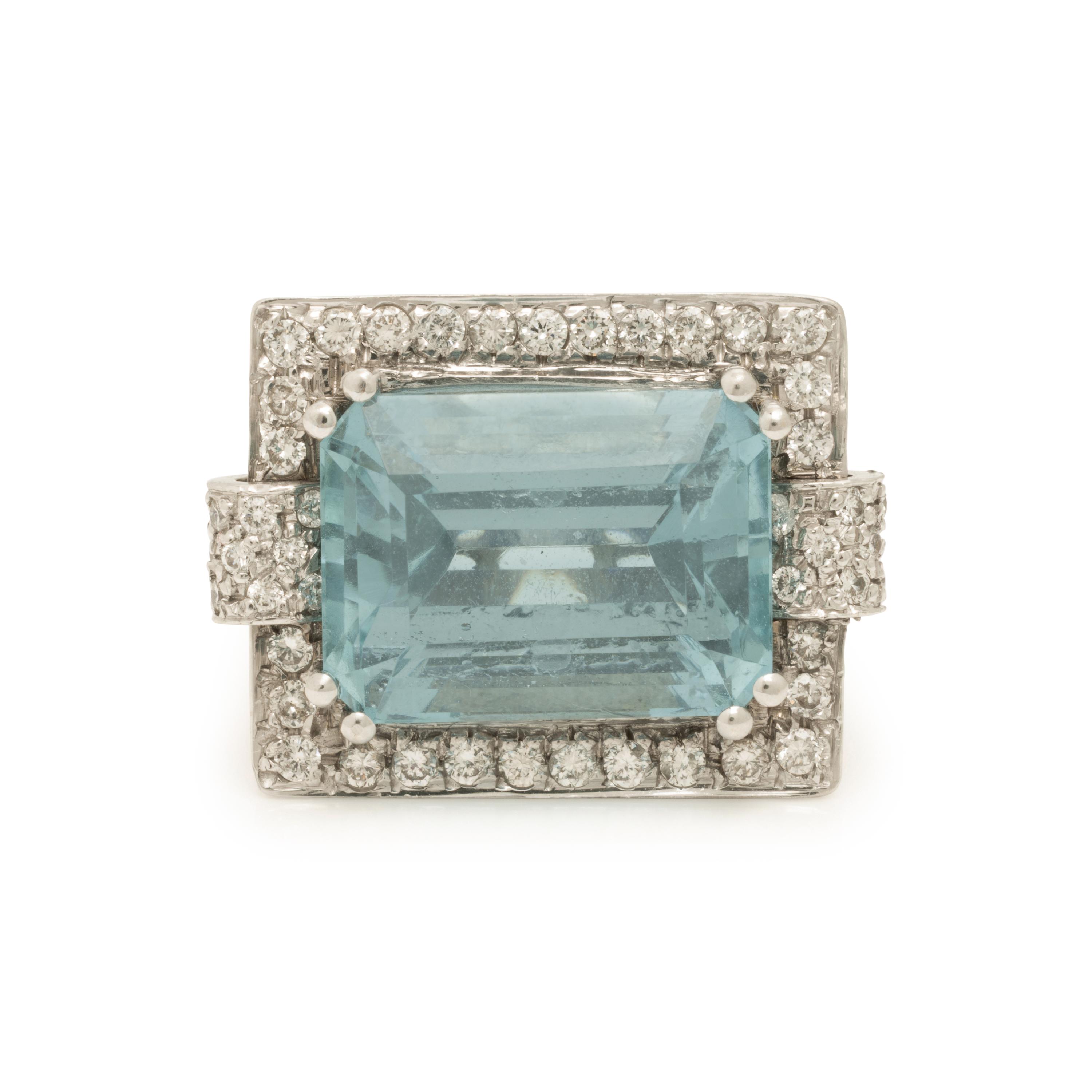 Aquamarine and Diamond Ring
