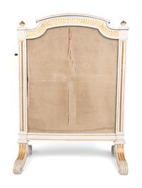 A Louis XVI Style Painted and Parcel Gilt Fire Screen