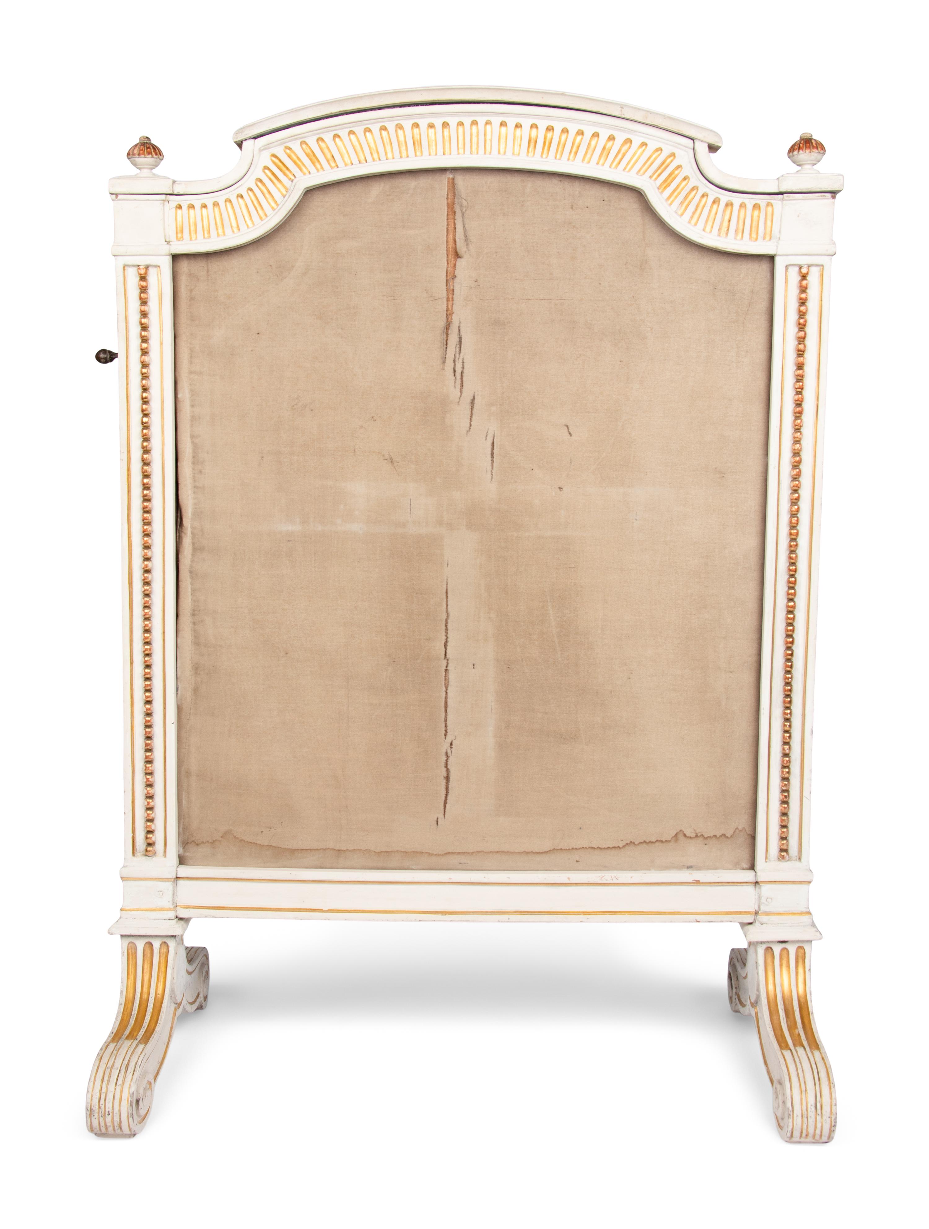 A Louis XVI Style Painted and Parcel Gilt Fire Screen