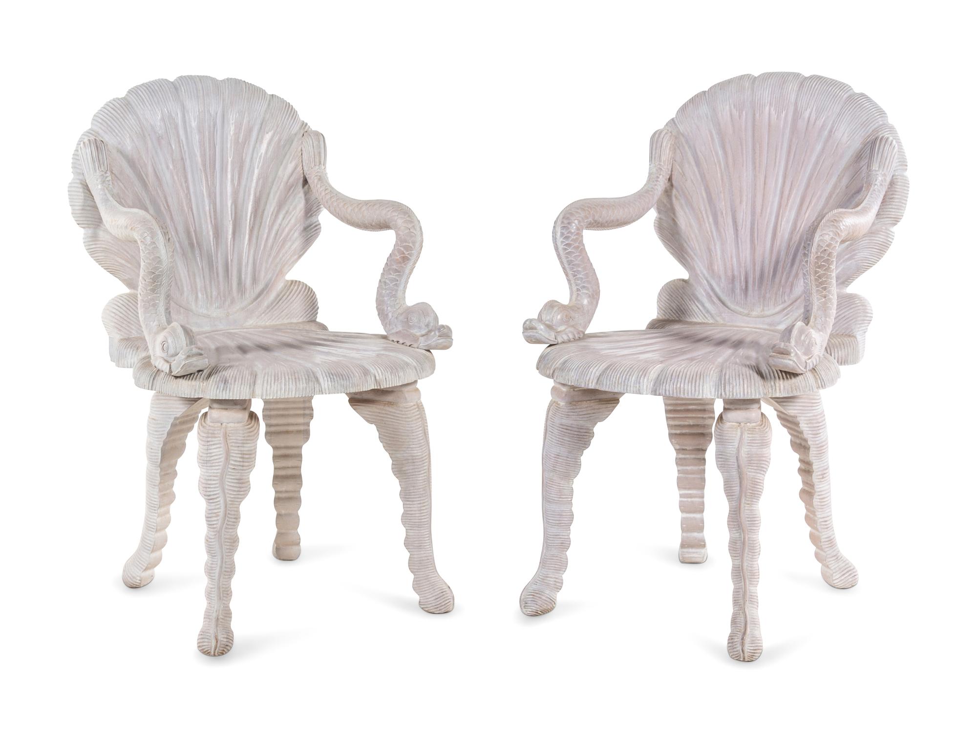 A Pair of Venetian Style Grotto Armchairs