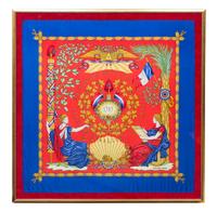 A Framed Hermes 90cm Silk Scarf, Framed: 39"x 39.75"x 1".