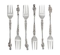 A Set of Ten American Silver Oyster Forks, Maker's Mark GS, Retailed by Graff Washbourne & Dunn, New York, NY., Early 20th Century, the