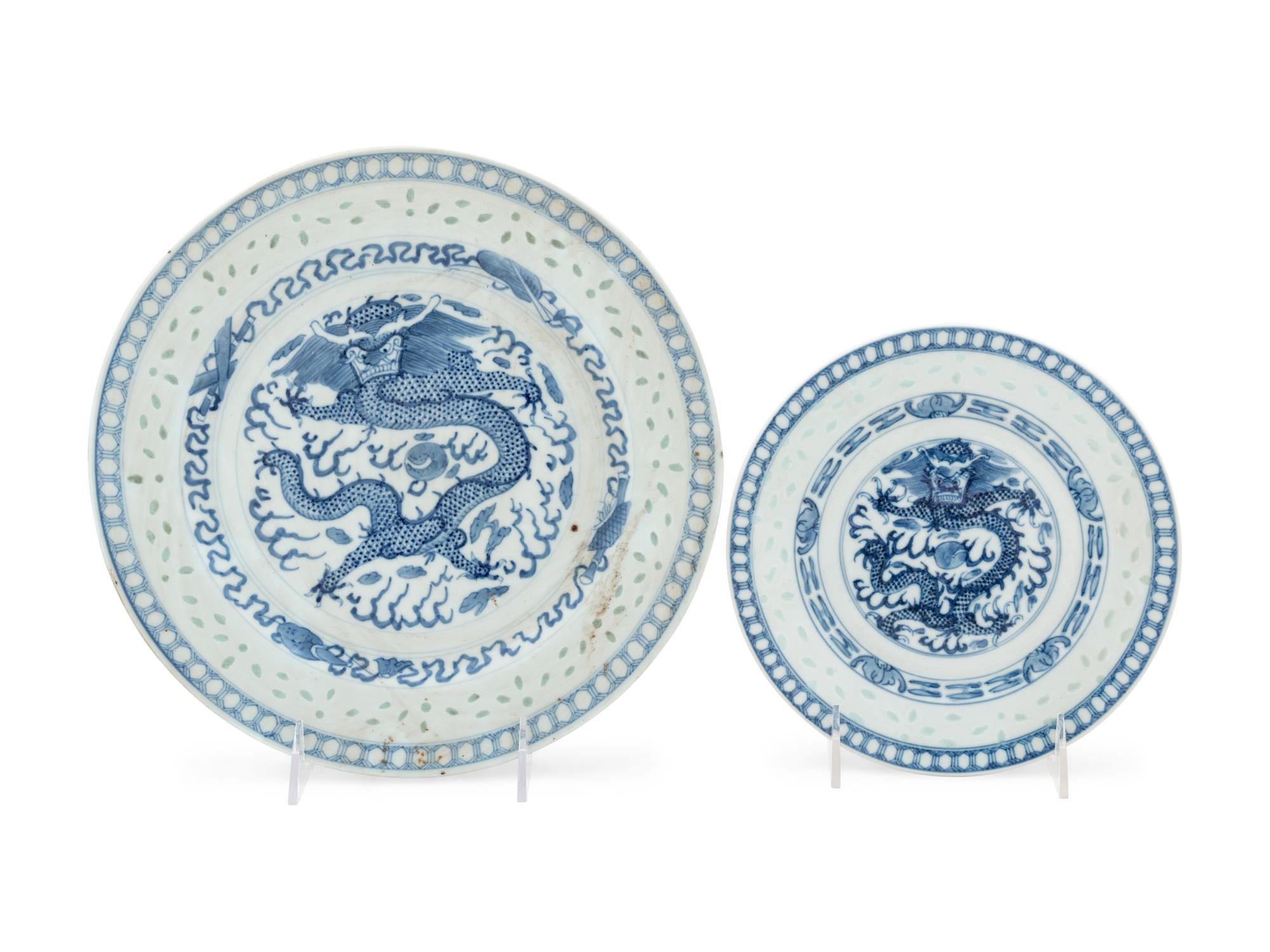 A Partial Set of Chinese Blue and White Porcelain Dinner Service