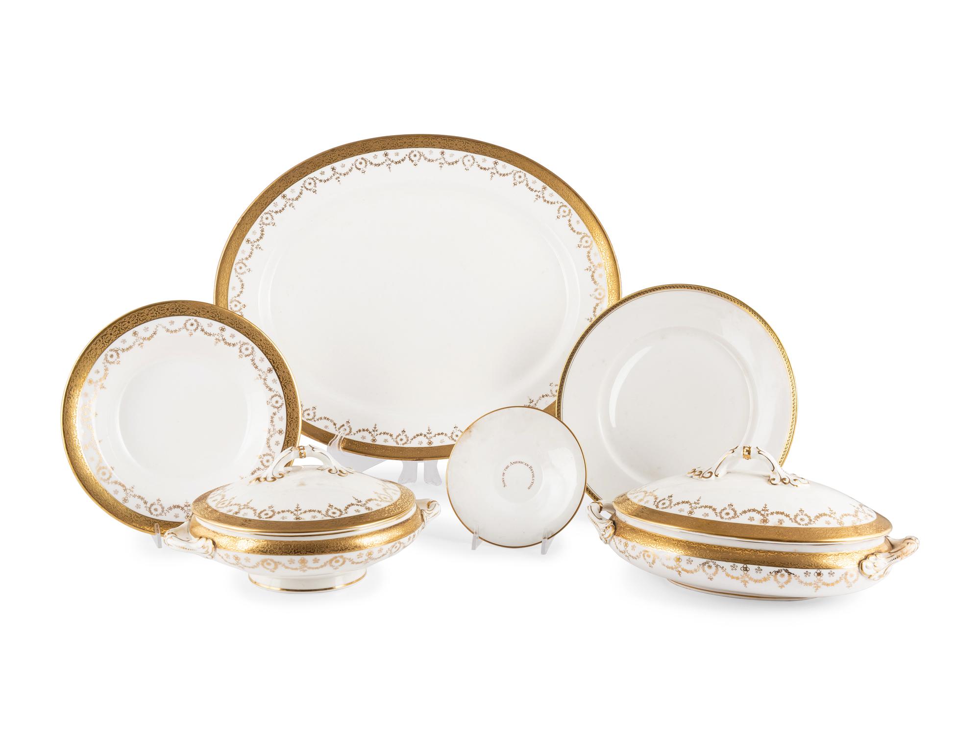 A Group of English Parcel Gilt Porcelain
