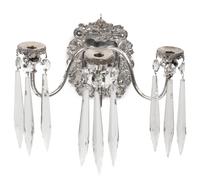A Pair of Silvered Metal Three-Light Sconces