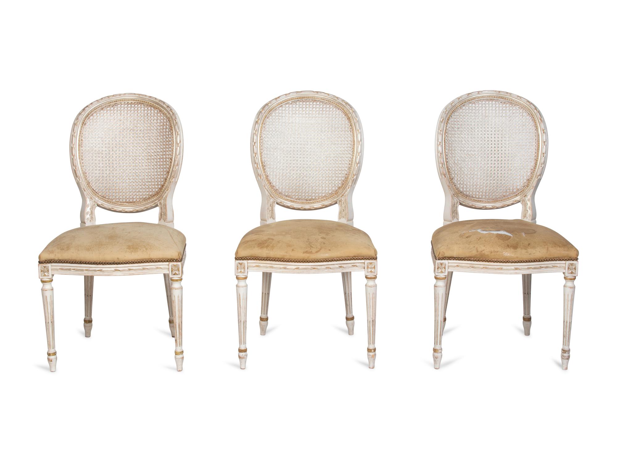 A Set of Ten Louis XV Style Painted Dining Chairs