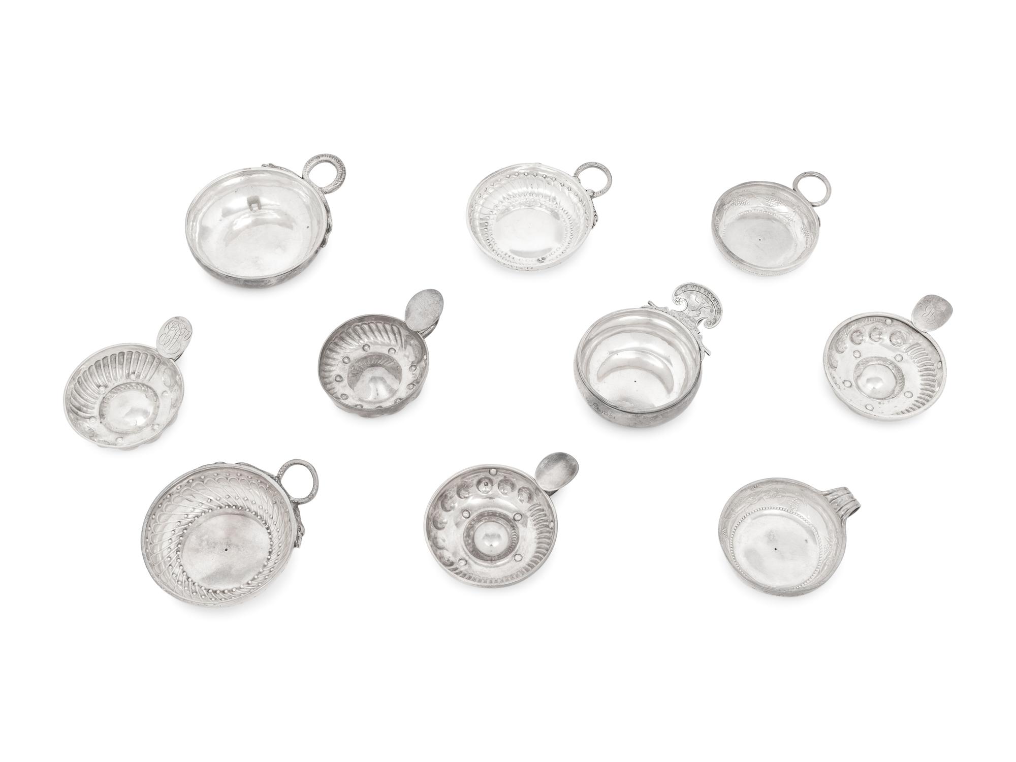 A Collection of Ten Silver-Plate Wine Tasters