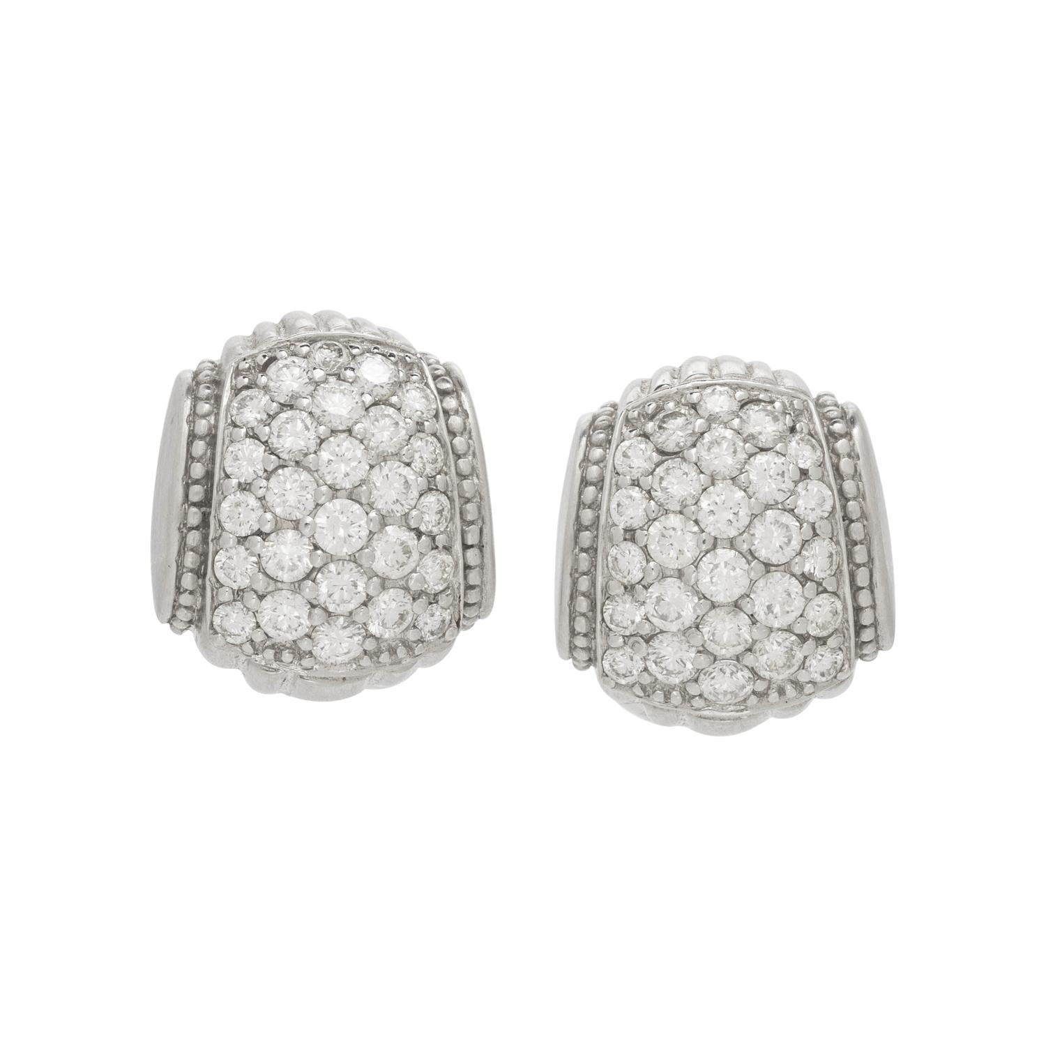 JUDITH RIPKA, WHITE GOLD AND DIAMOND EARCLIPS