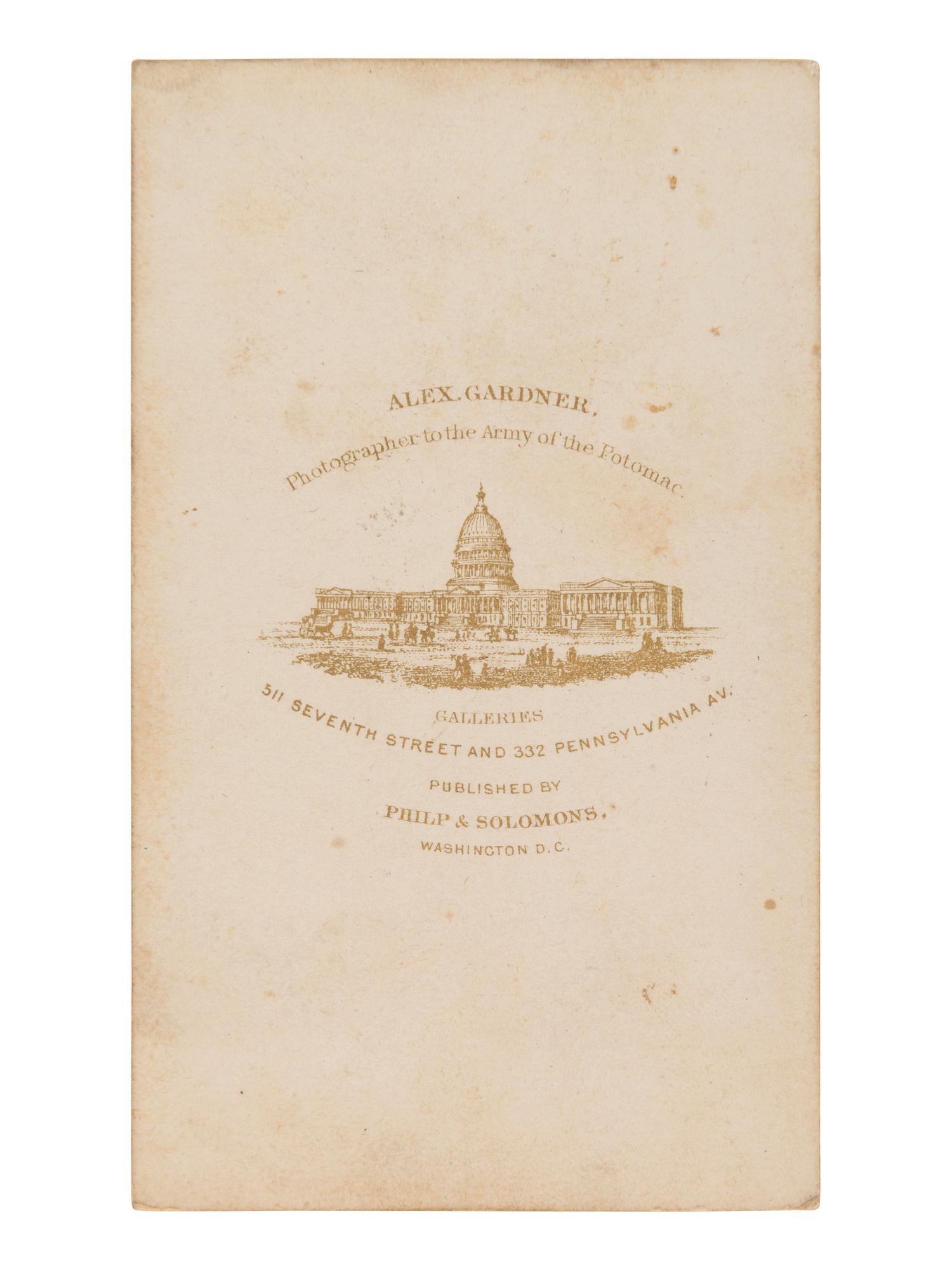[CIVIL WAR]. GARDNER, Alexander (1821-1882), photographer. CDV of Ulysses S. Grant. Washington, DC, 1865.