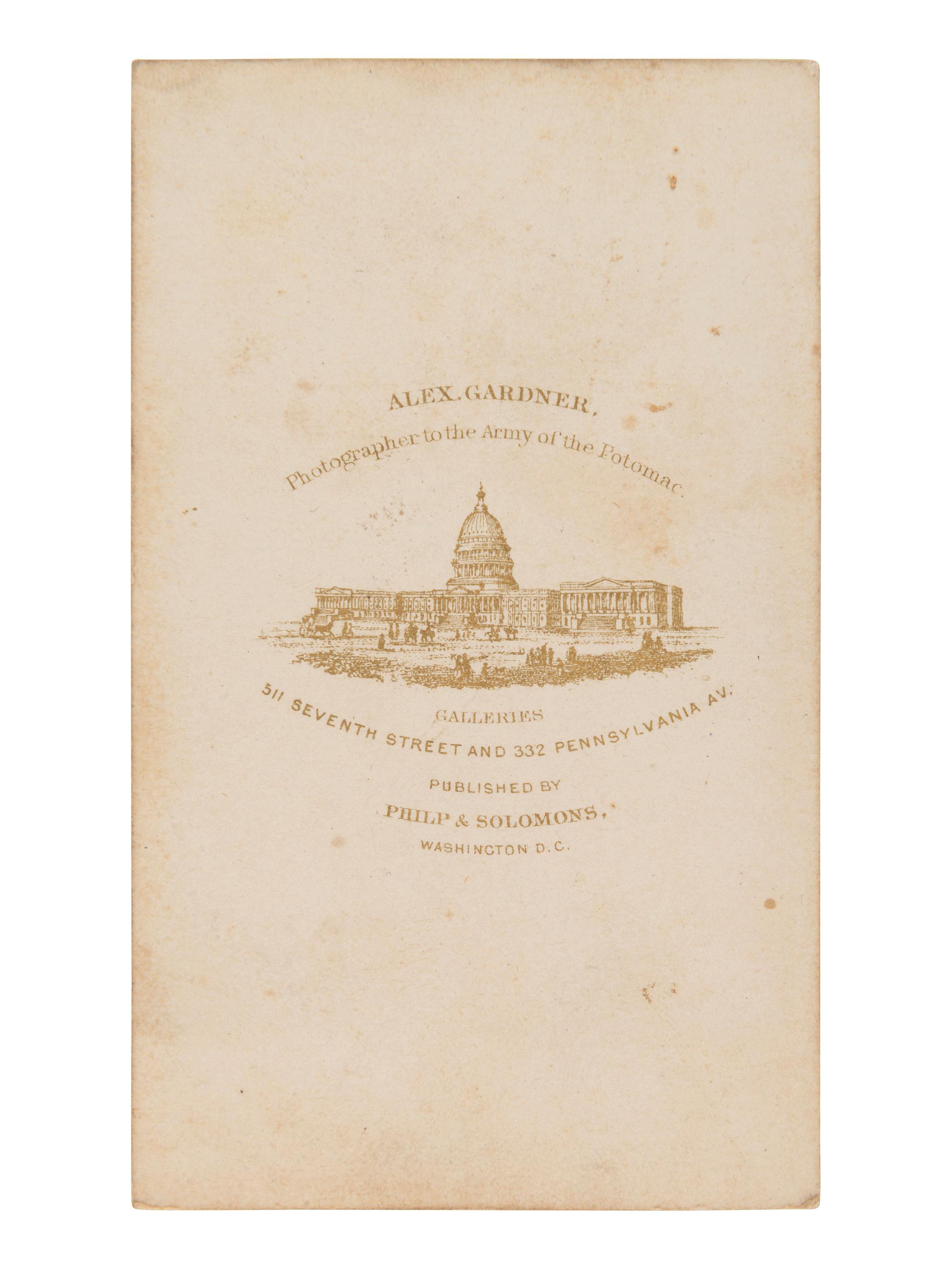 [CIVIL WAR]. GARDNER, Alexander (1821-1882), photographer. CDV of Ulysses S. Grant. Washington, DC, 1865.