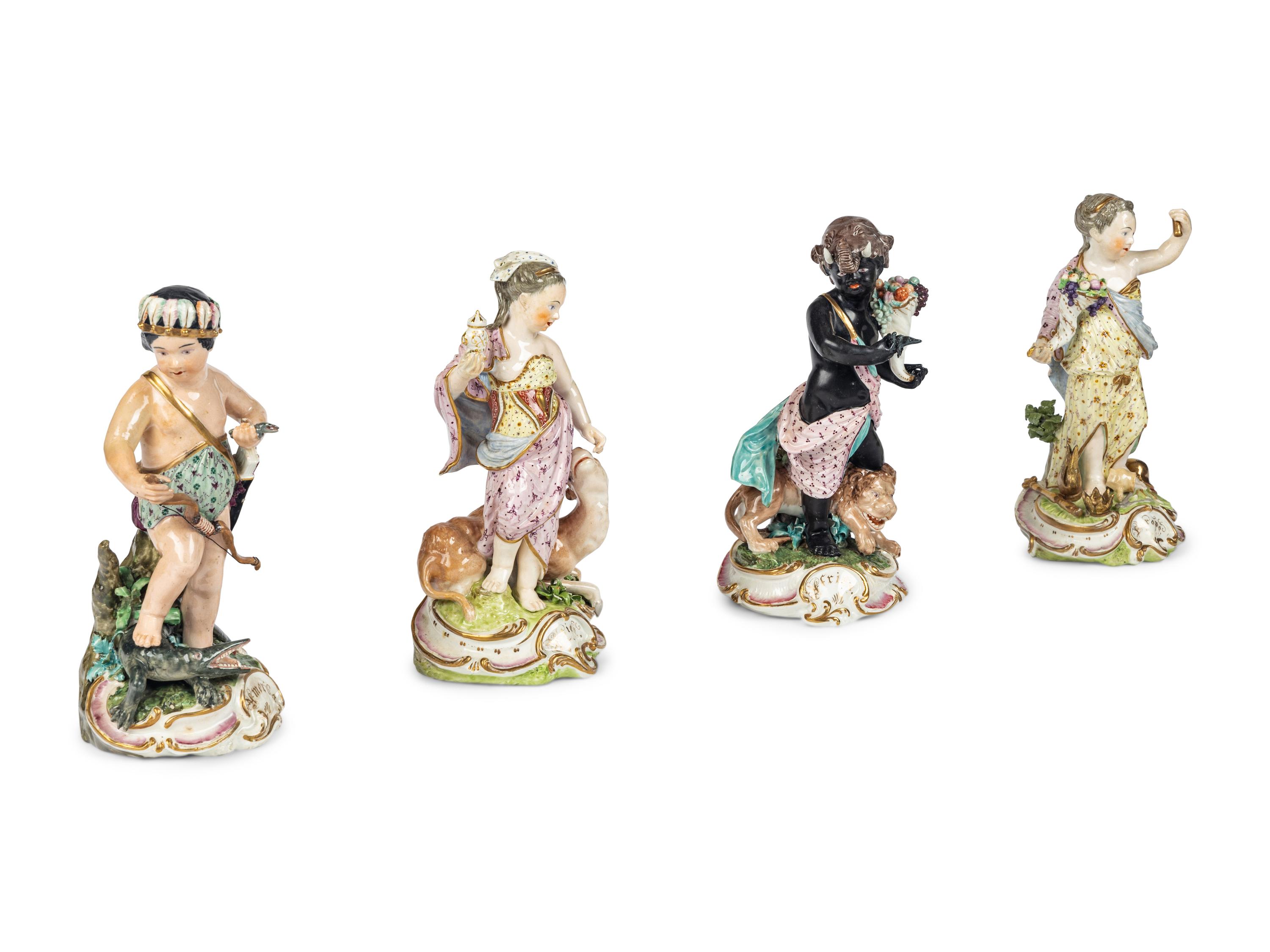A Group of Continental Porcelain Allegorical Figures