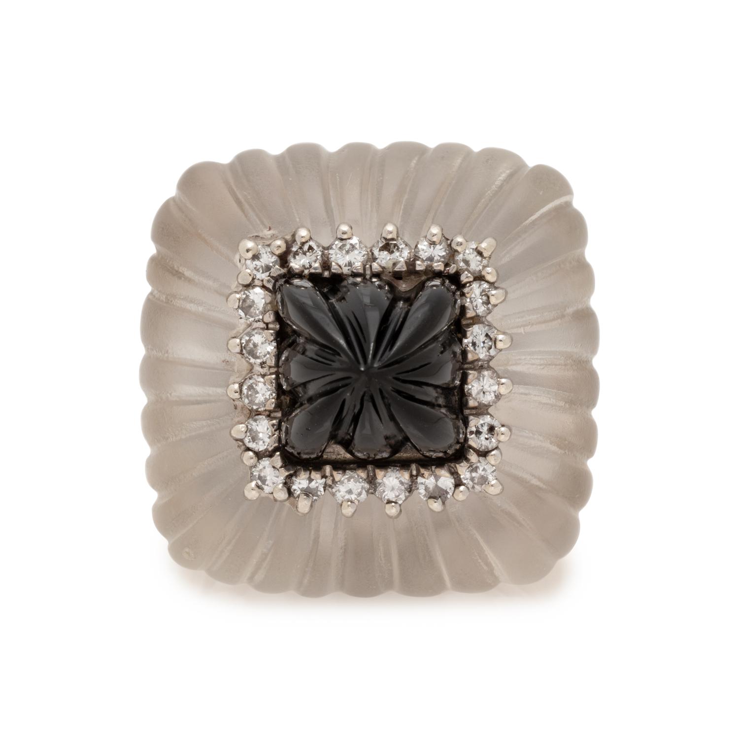 HARDSTONE AND DIAMOND RING