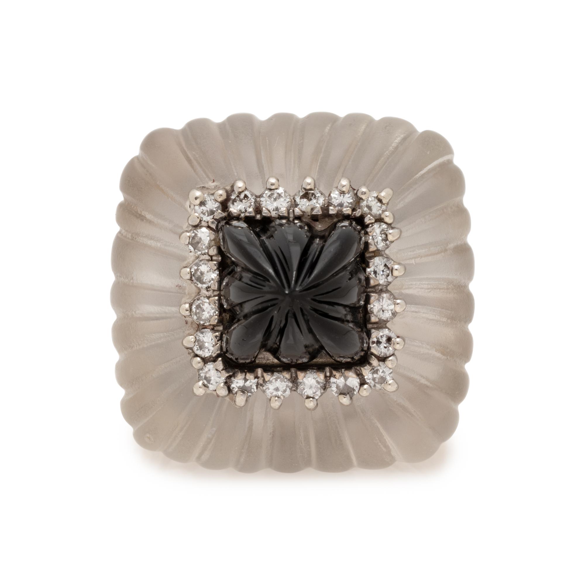 HARDSTONE AND DIAMOND RING
