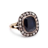FRENCH, ANTIQUE, SAPPHIRE AND DIAMOND RING