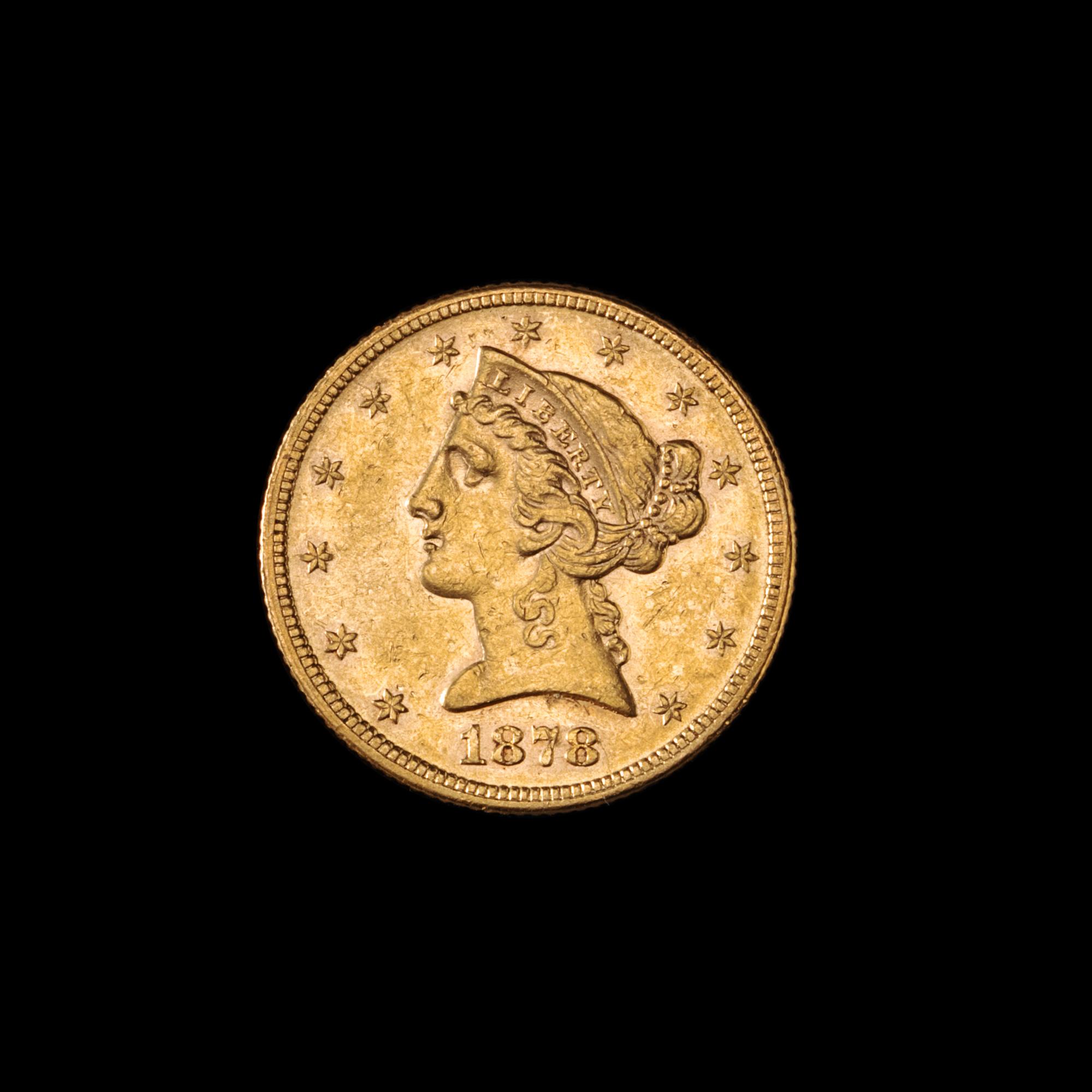 A United States 1878 Liberty Head $5 Gold Coin