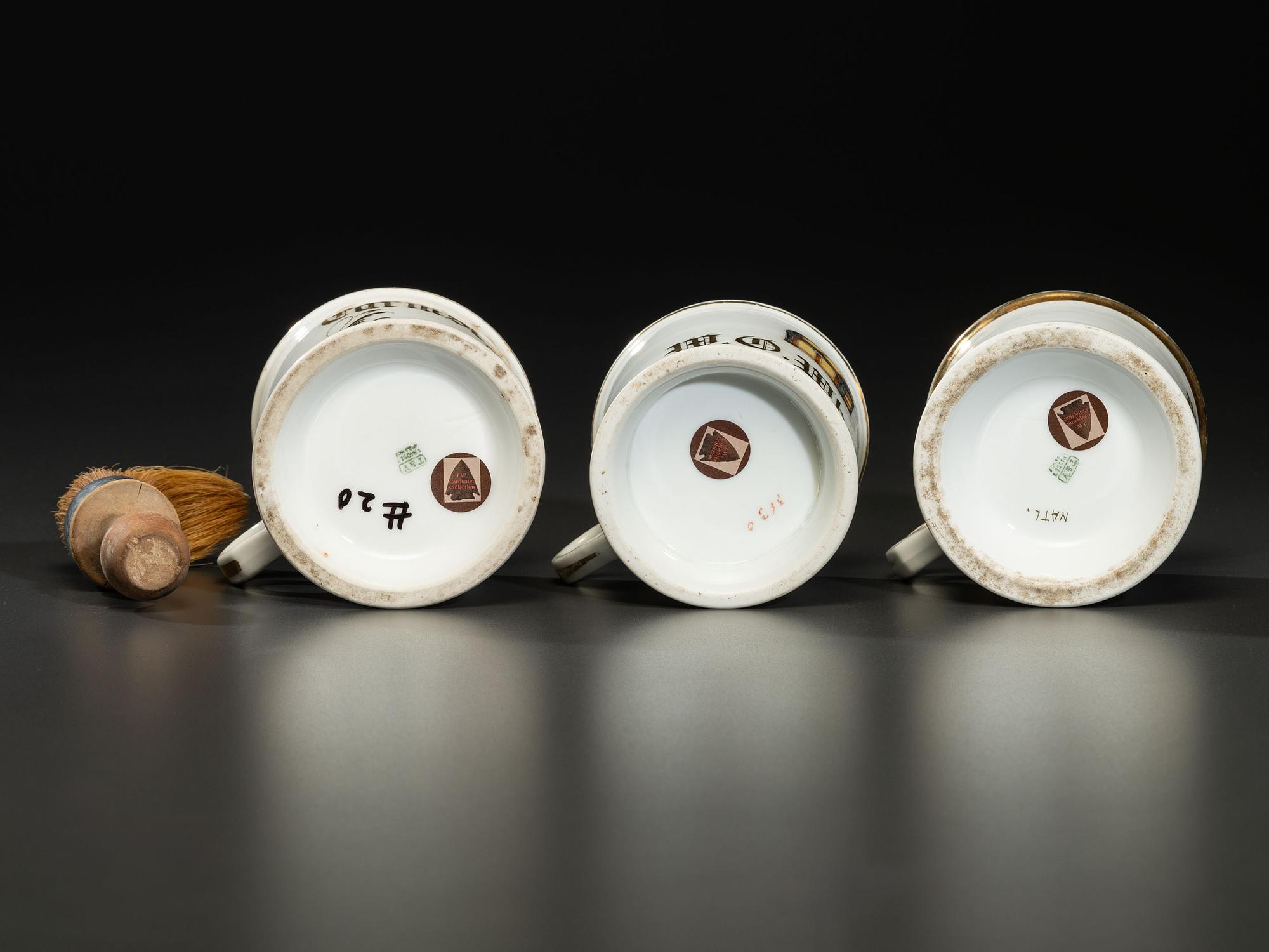 Three Porcelain Occupational Shaving Mugs