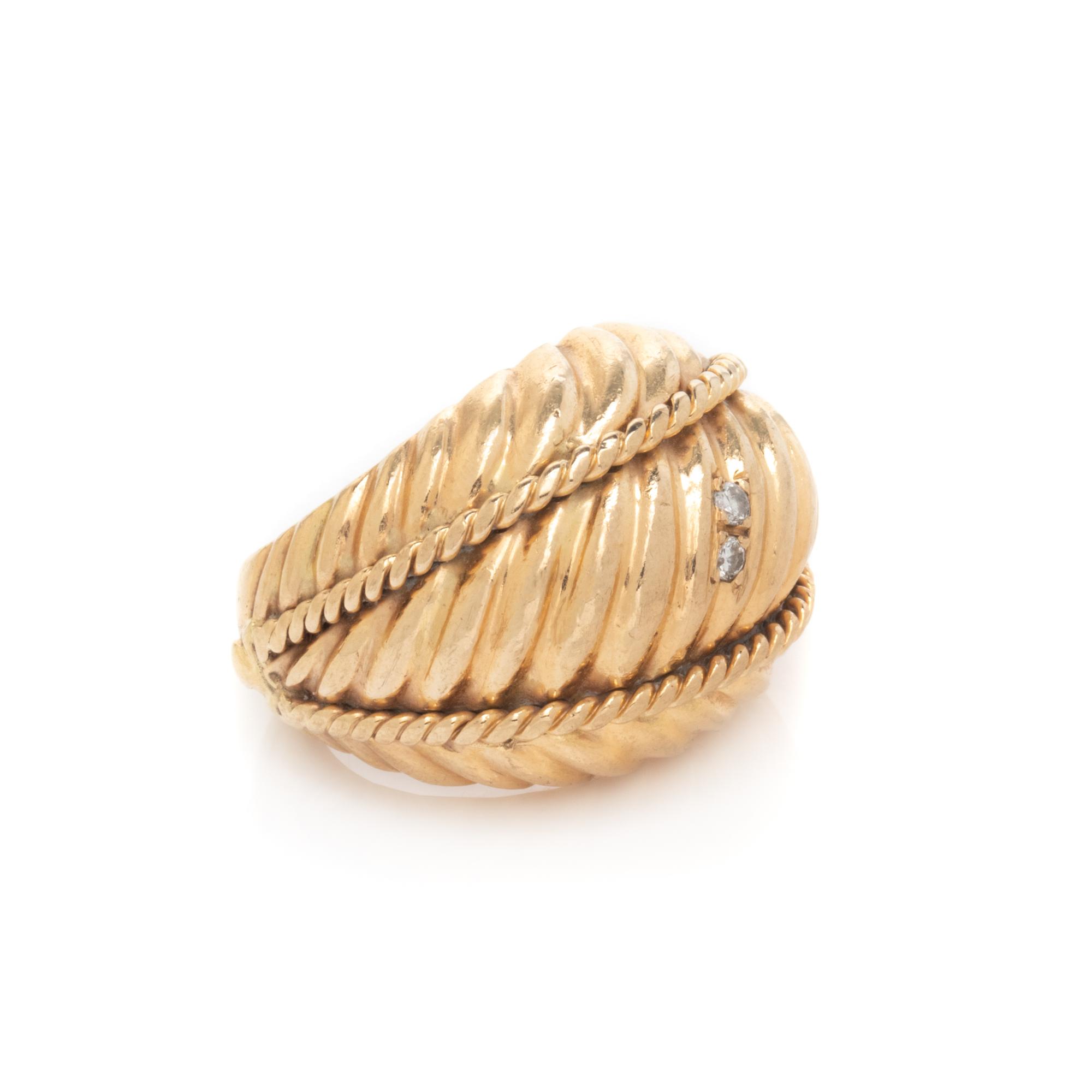 TIFFANY & CO., YELLOW GOLD AND DIAMOND BOMBE RING