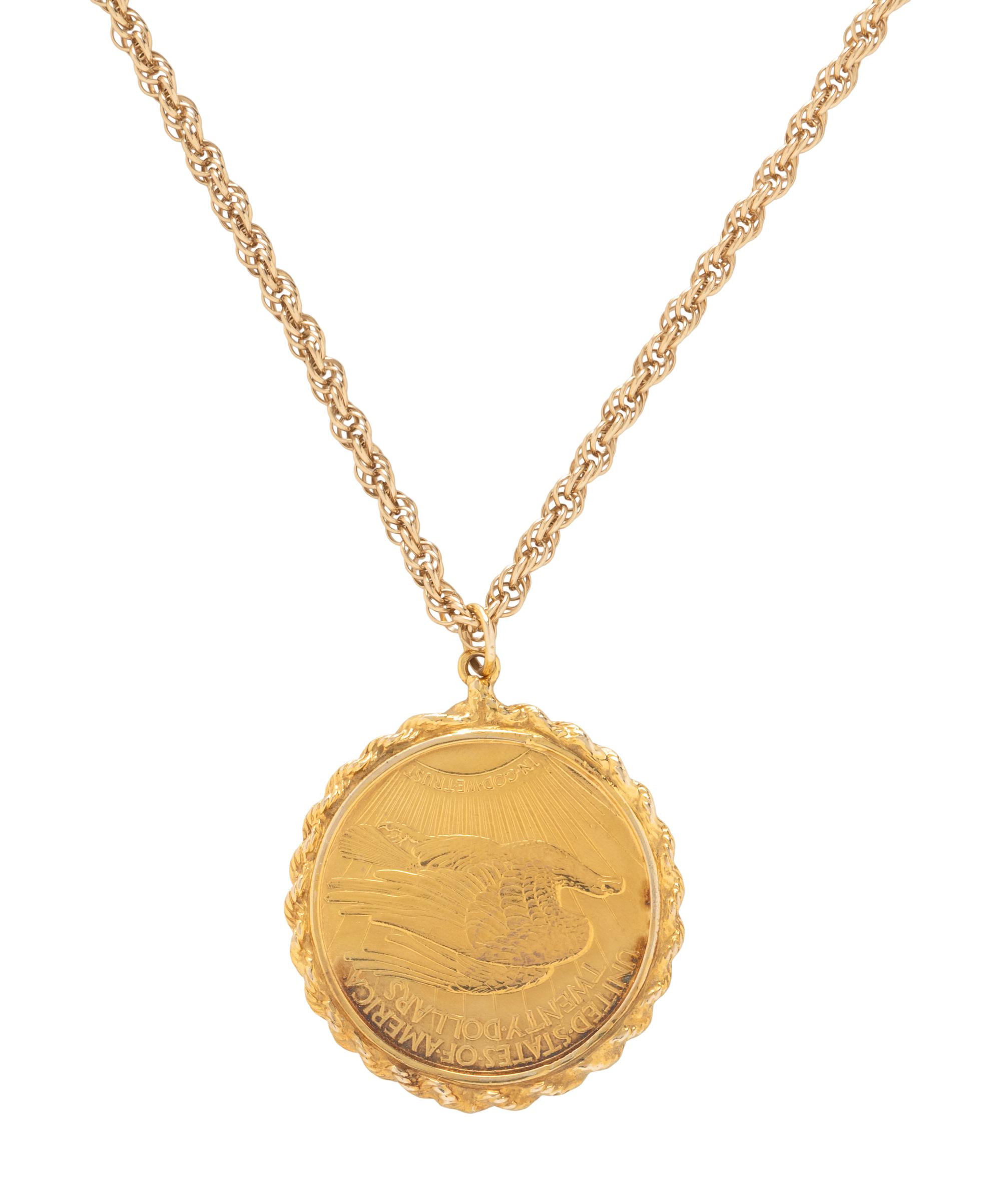 YELLOW GOLD LIBERTY COIN PENDANT NECKLACE