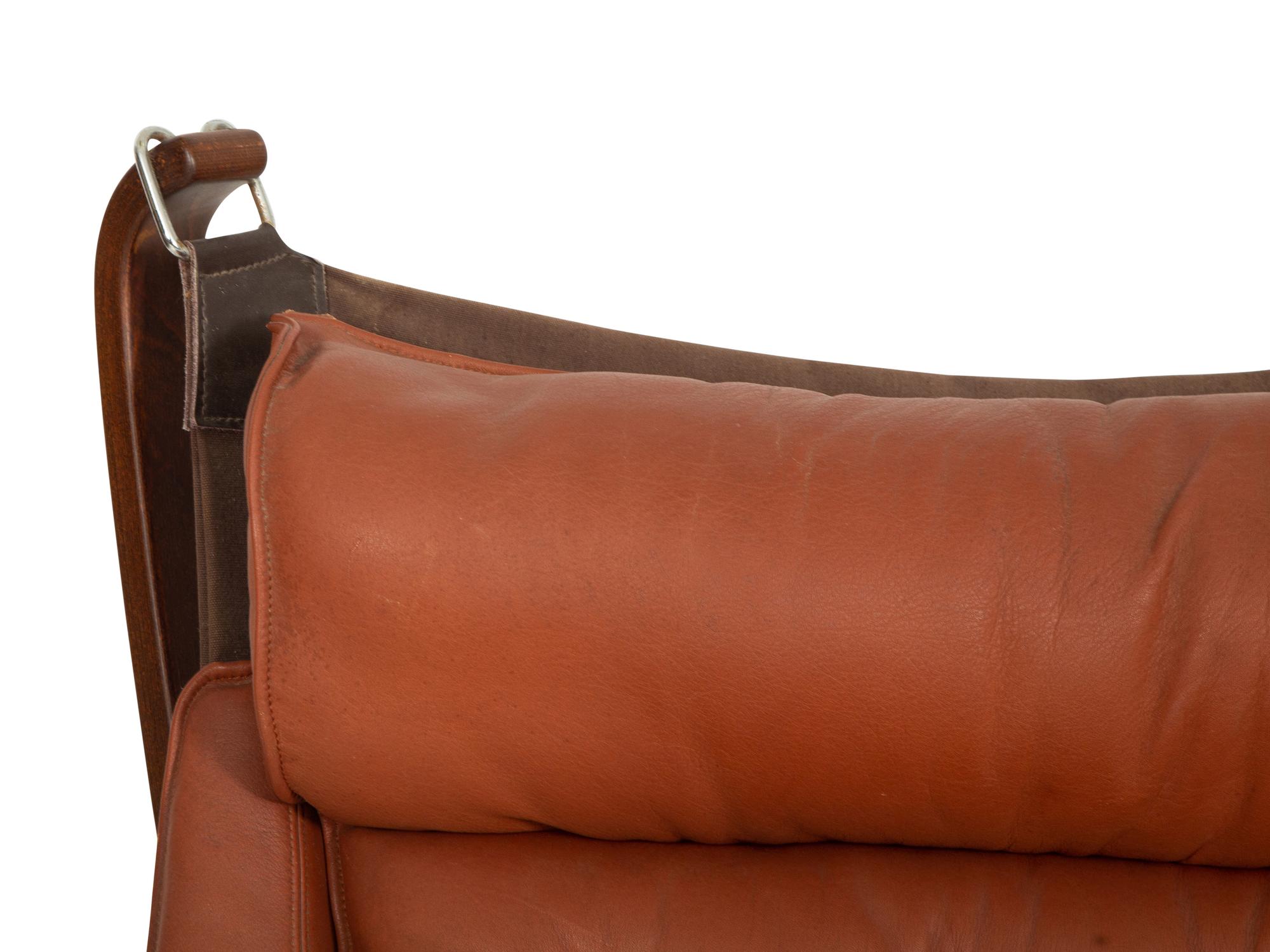A Falcon Leather Armchair and Ottoman by Sigurd Ressell for Vatne Mobler