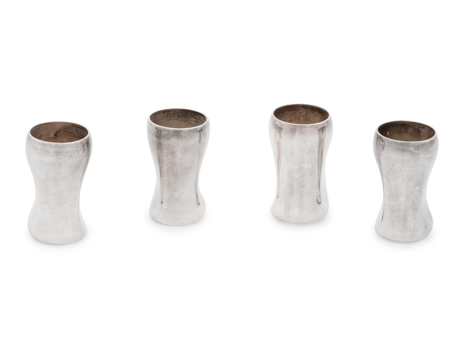 A Set of Four Elsa Peretti for Tiffany and Co. Silver Cordials