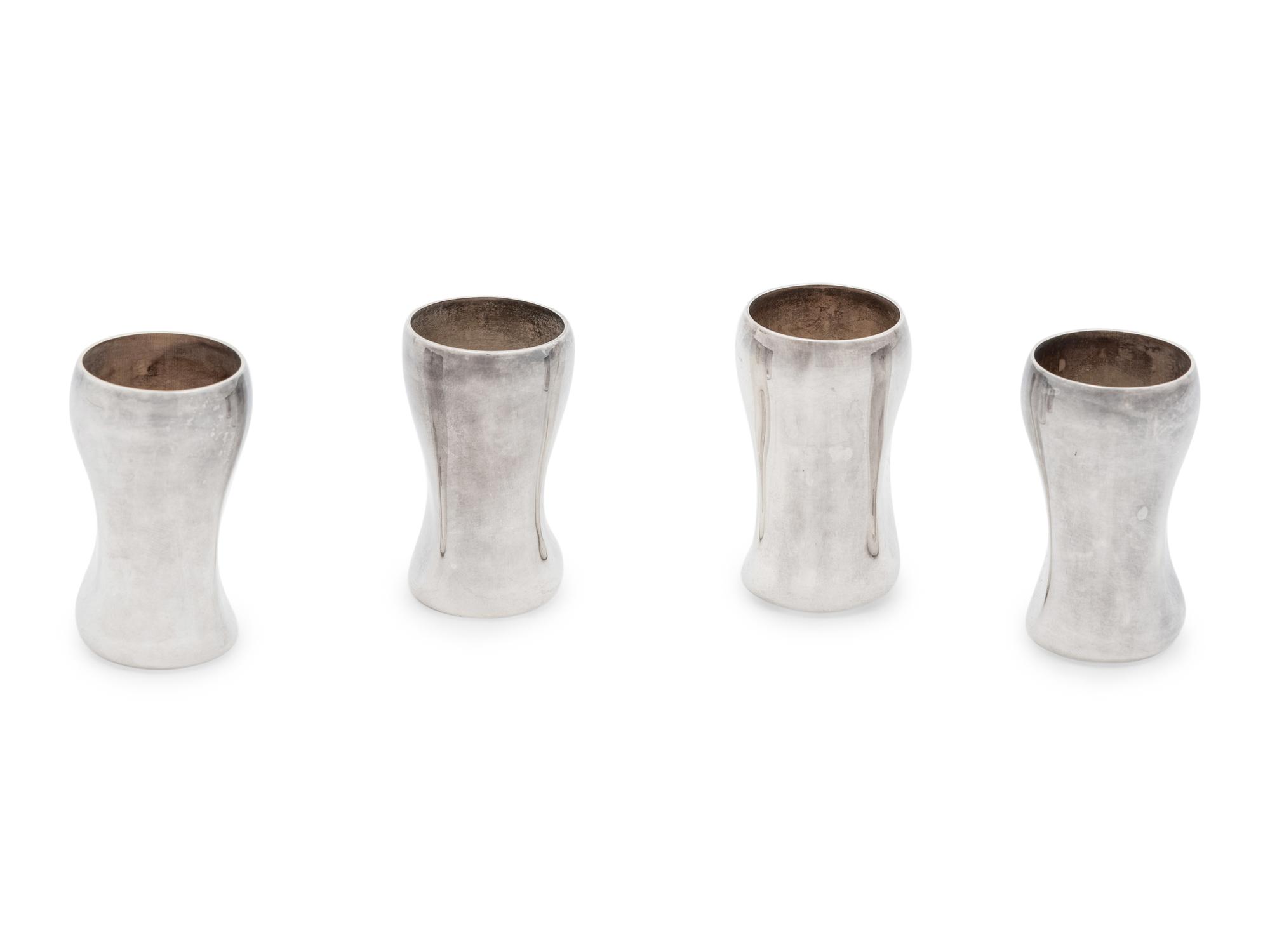 A Set of Four Elsa Peretti for Tiffany and Co. Silver Cordials