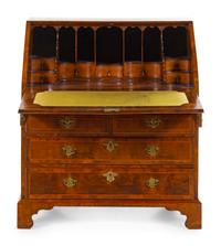 A George II Walnut Slant-Front Bureau