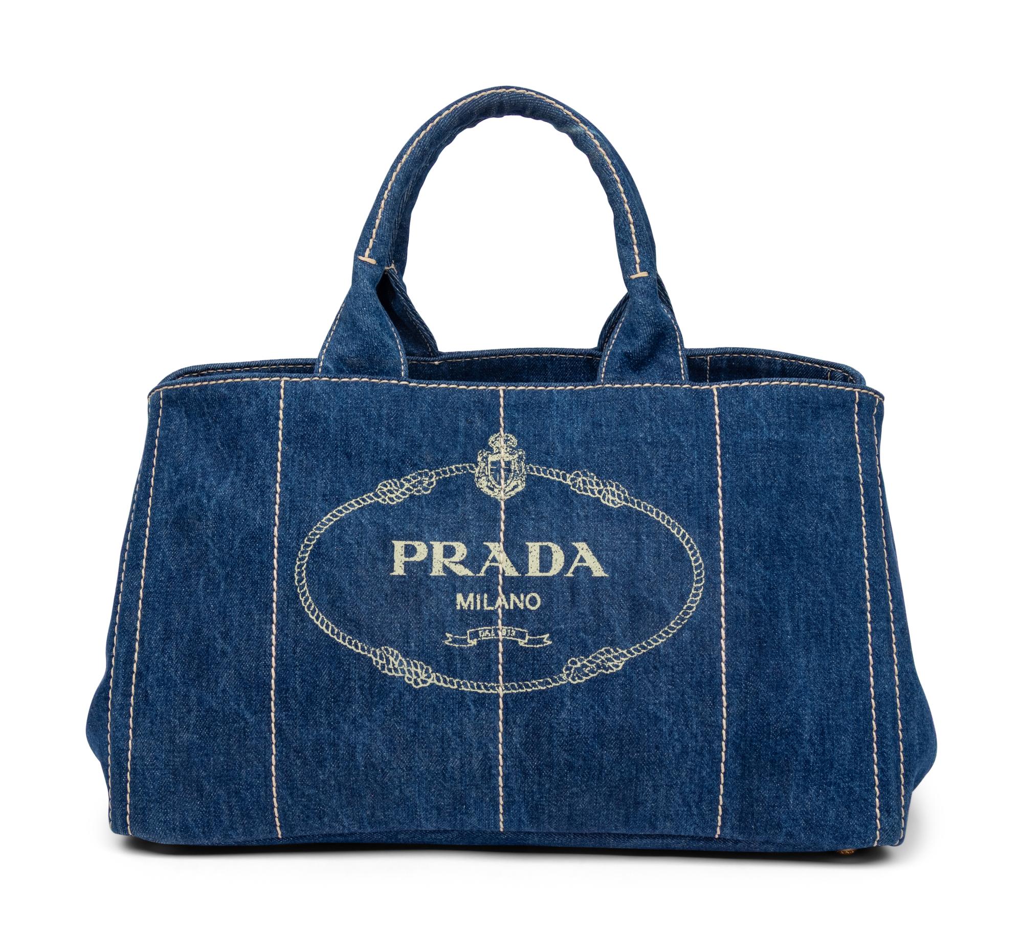 Prada, Denim Logo Tote