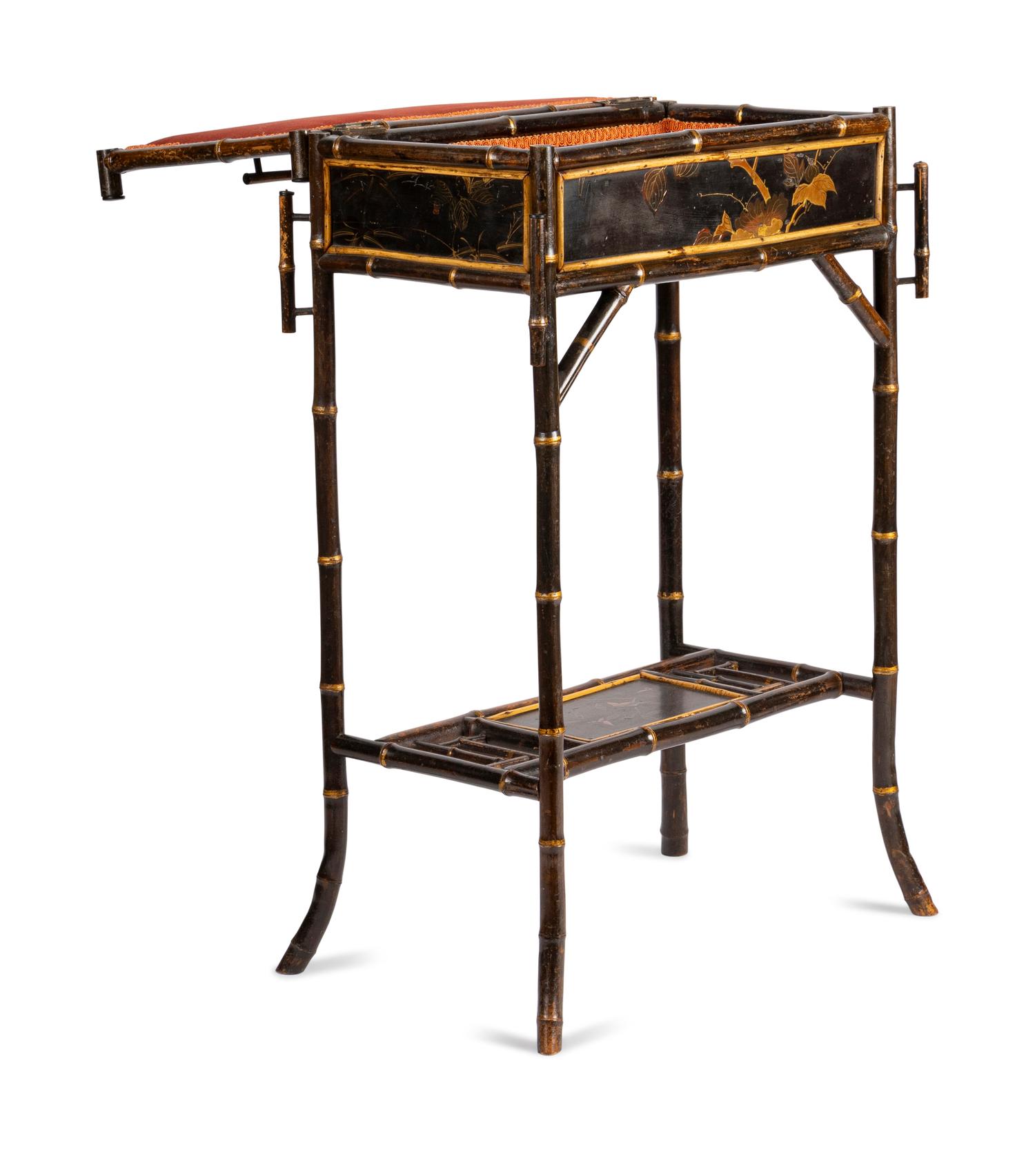 A Victorian Faux Bamboo and Lacquer Side Table