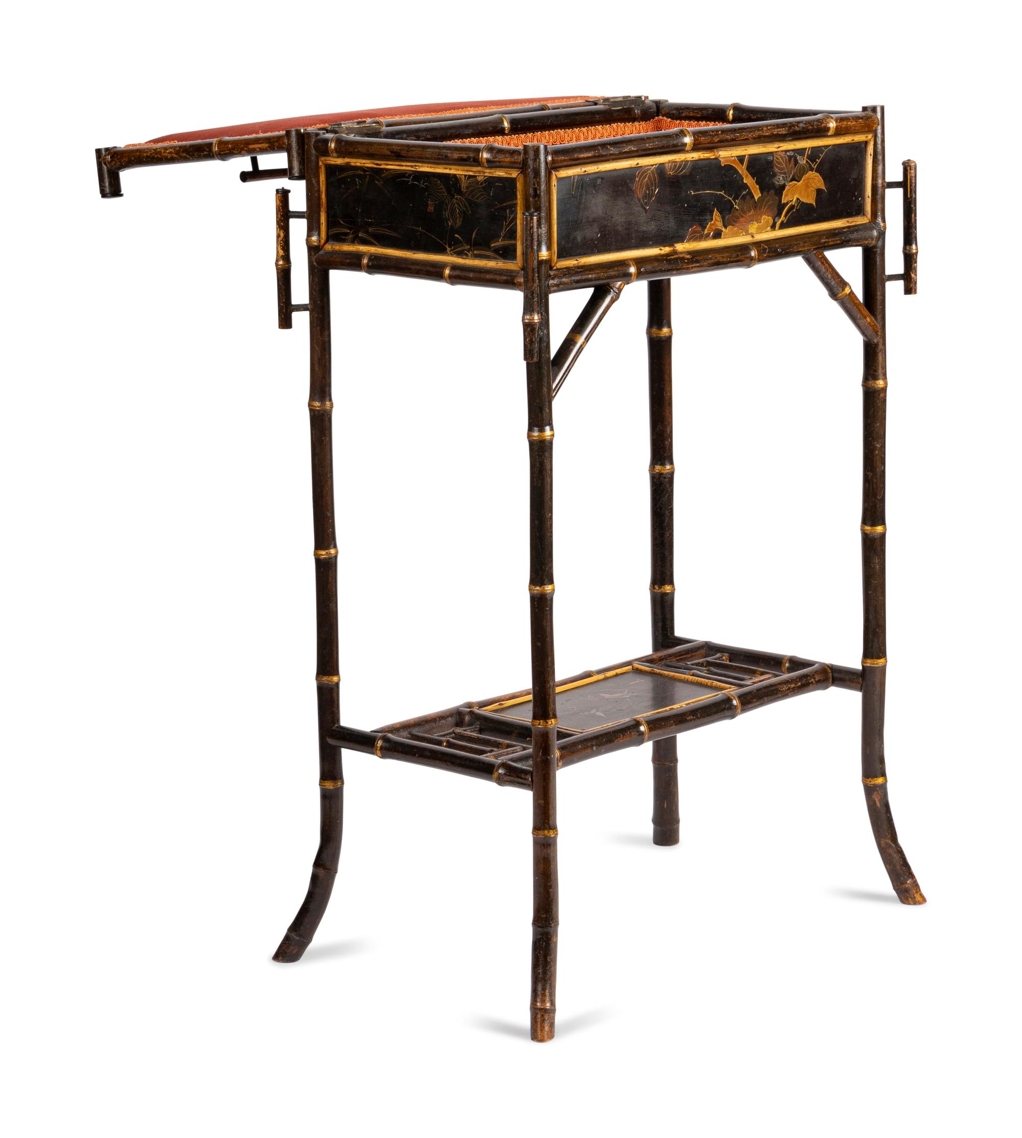 A Victorian Faux Bamboo and Lacquer Side Table