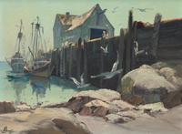 Harbor with Seagulls