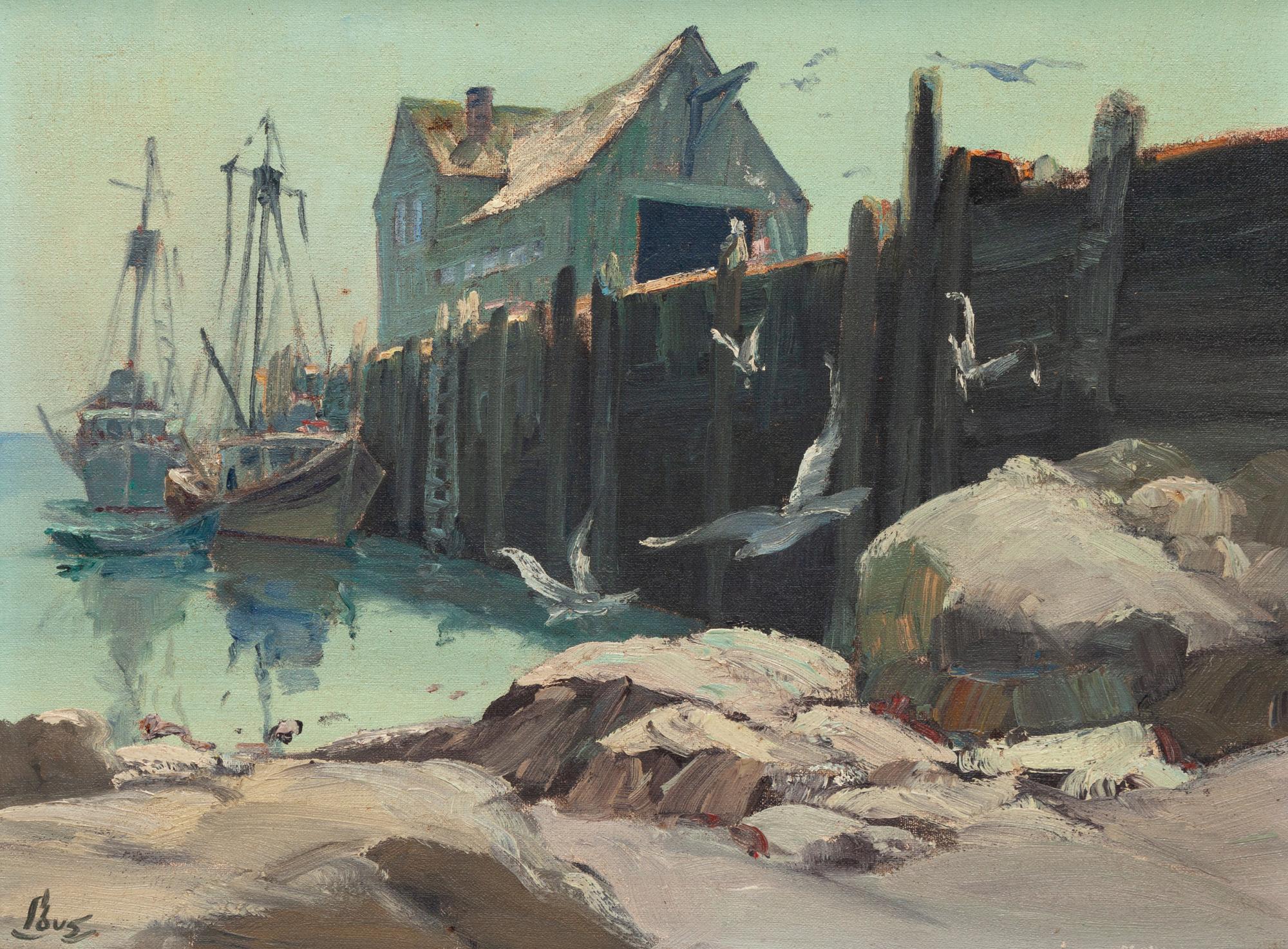 Harbor with Seagulls