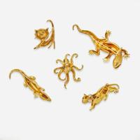 A Collection of 18K Yellow Gold Animal Pins