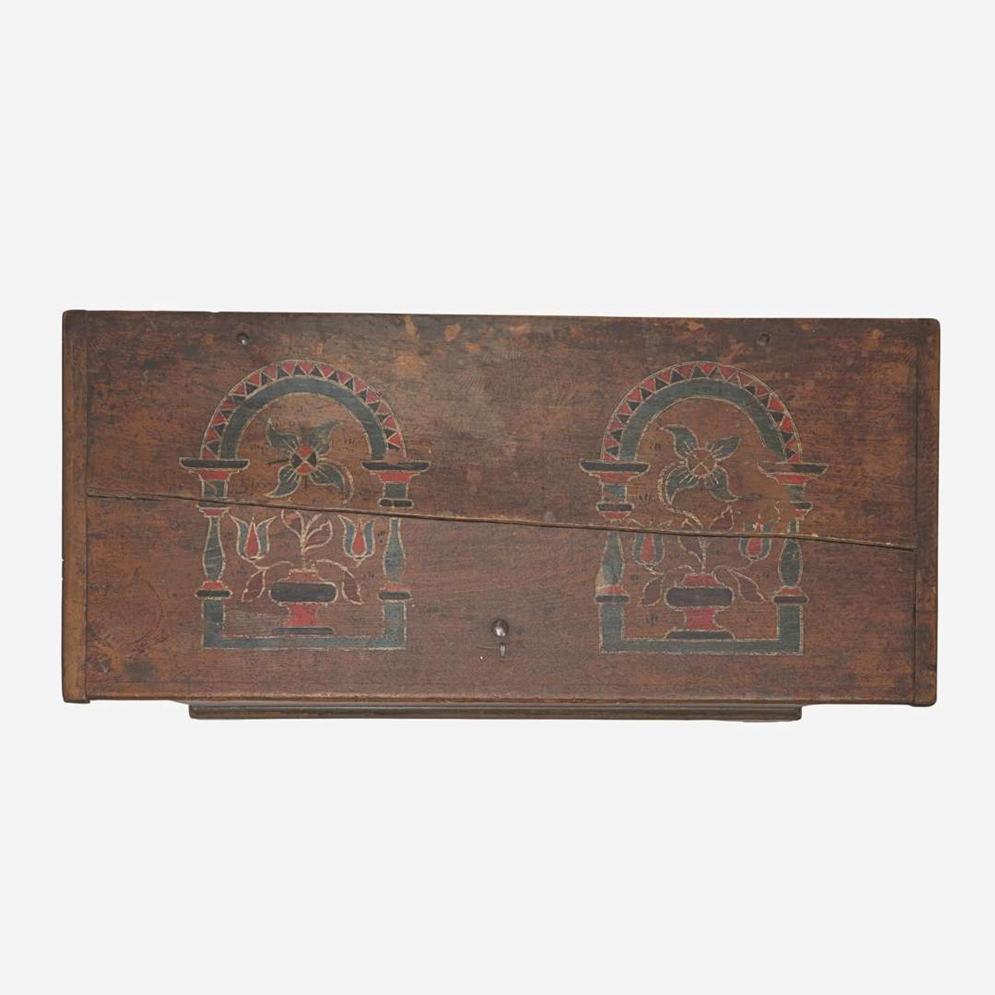 A painted and decorated blanket chest for Jacob Neifert Berks County, PA, late 18th century