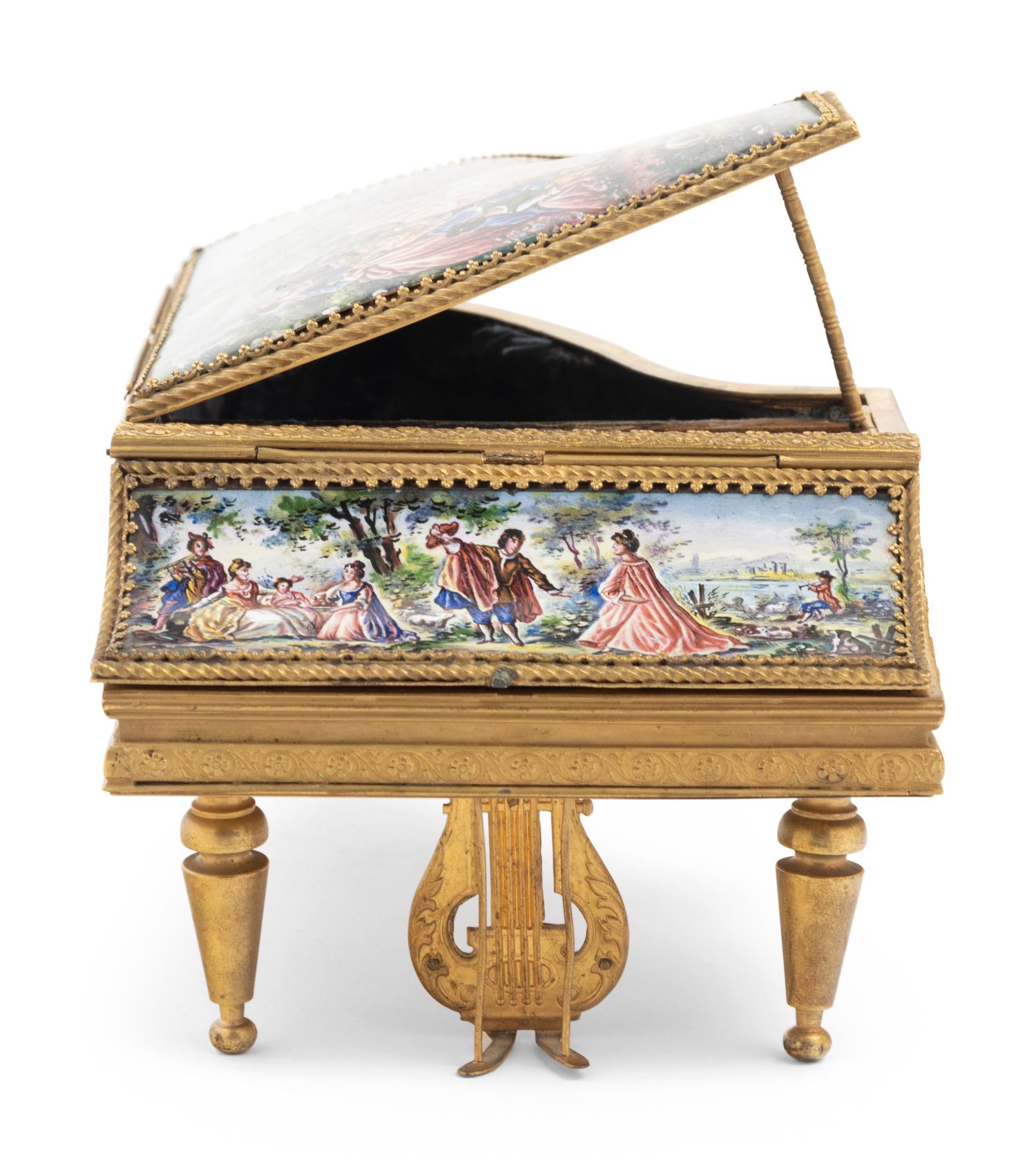 A Viennese Enamel Piano-Form Music Box