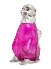 An English Silver-Plate and Glass Monkey Decanter