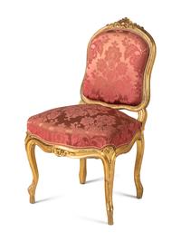 A Pair of Louis XV Style Giltwood Side Chairs