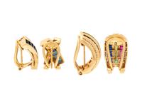 LE VIAN, COLLECTION OF YELLOW GOLD, DIAMOND AND GEMSTONE EARCLIPS
