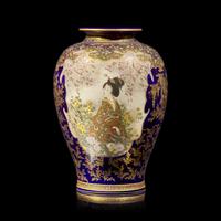 A Satsuma-Type Cobalt-Ground Vase, Kinkozan Studio, Meiji Period